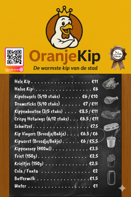 OranjeKip Menu